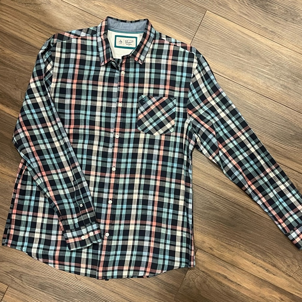 XL Penguin Long Sleeve Button Down